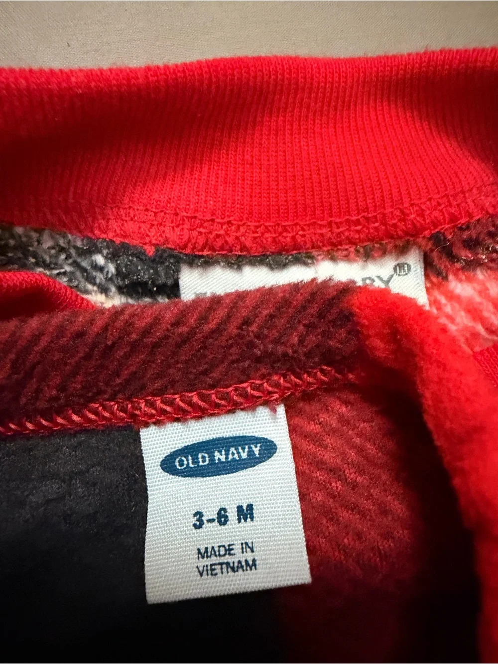 Old Navy Red and Black Buffalo Plaid Fleece Baby One-Piece